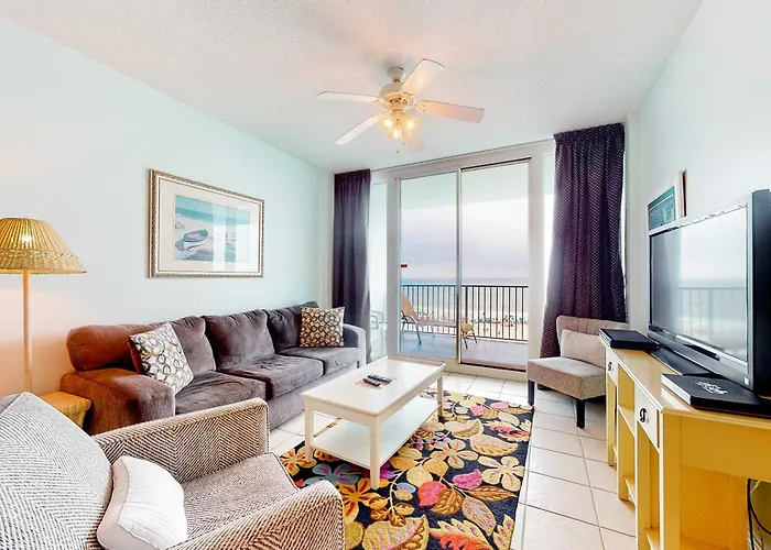Gulf-Front Condo W Shaded Balcony Wifi Ac & Shared Pools Hot Tubs & Sauna
